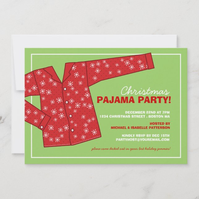 Christmas Holiday Pajama Party Invitation (Front)