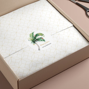 Christmas Holiday Palm Tree Family Name Classic Round Sticker