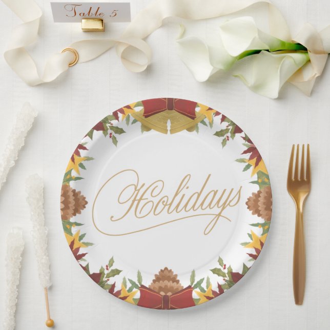 Christmas Holiday Paper Plates – Festive Dinner (Wedding)