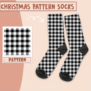 Christmas Holiday Party Black And White Pattern Socks