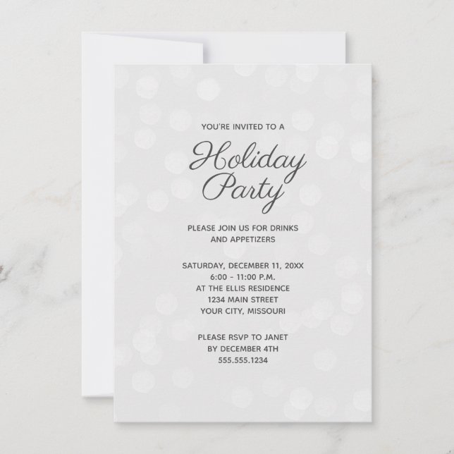 Christmas Holiday Party Bokeh Lights Elegant Invitation (Front)