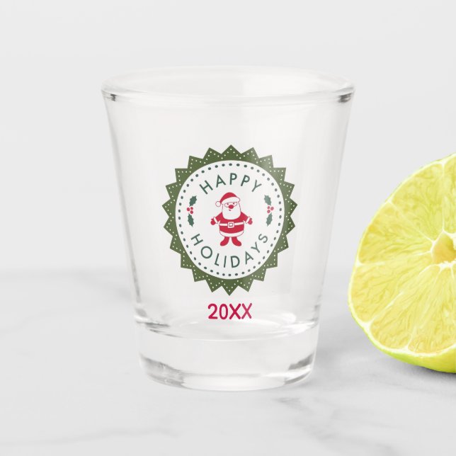 Christmas Holiday Party Cute Cartoon Santa Shot Glass (Front)