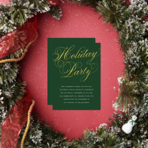 Christmas Holiday Party Elegant Calligraphy Green