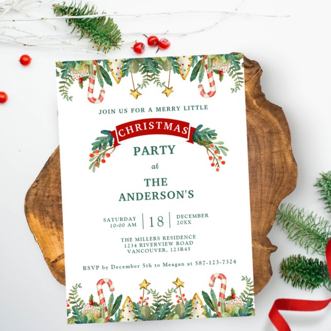 Christmas / Holiday Party, Festive Greenery Invitation (Creator Uploaded)