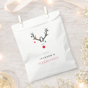 Christmas holiday party funny reindeer white red favour bags
