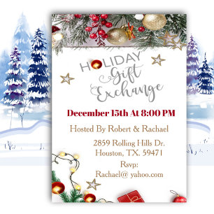 Christmas Holiday Party Gift Exchange Invitation