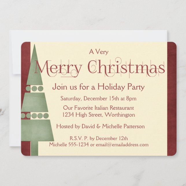 Christmas Holiday Party Invitation Tree Design 1 (Front)