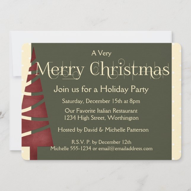 Christmas Holiday Party Invitation Tree Design 3 (Front)