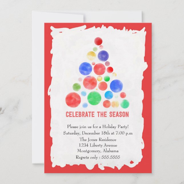 Christmas Holiday Party Invitation Xmas Tree (Front)