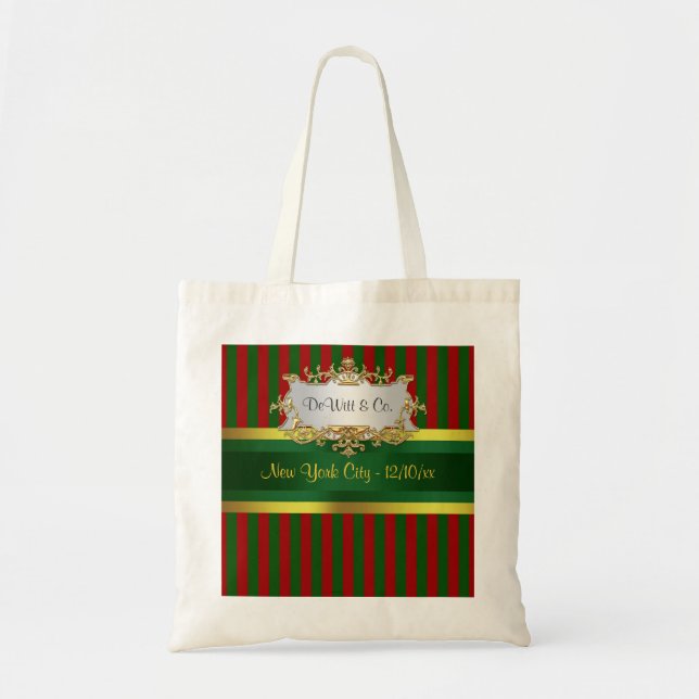 Christmas Holiday Party Invite Suite Red Grn Gold Tote Bag (Front)
