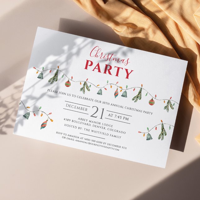Christmas Holiday Party Modern Budget Invitation (Minimalist Elegant Christmas Party Invitation)