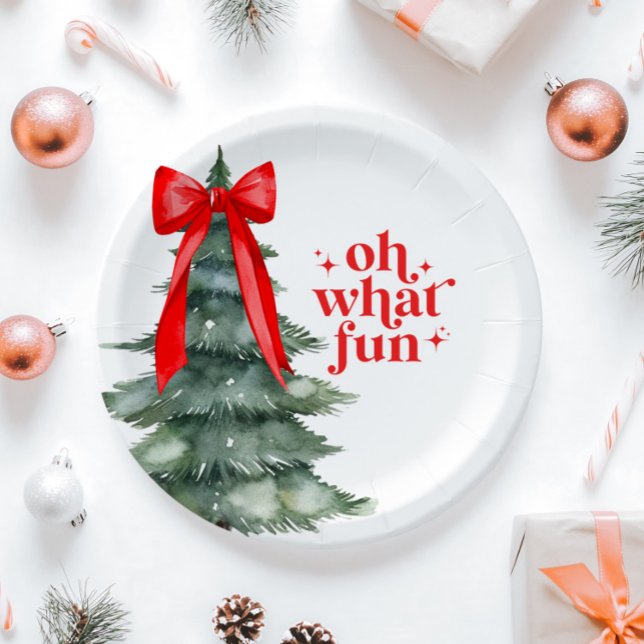 Christmas Holiday Party Oh What Fun Paper Plate (Creator Uploaded)
