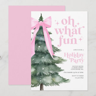 Christmas Holiday Party Oh What Fun Pink Invitation