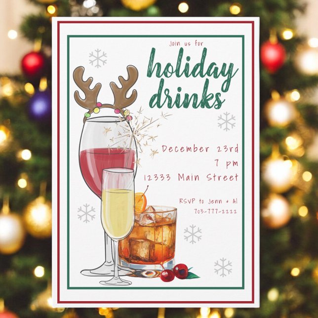 Christmas Holiday Party Old Fashion Wine Champagne Invitation (Creator Uploaded)