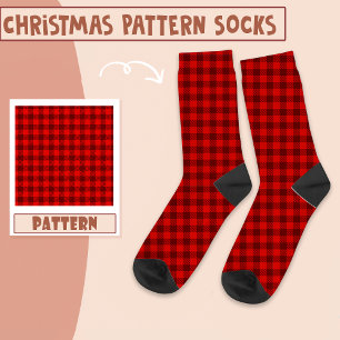 Christmas Holiday Party Red And Black Pattern  Socks