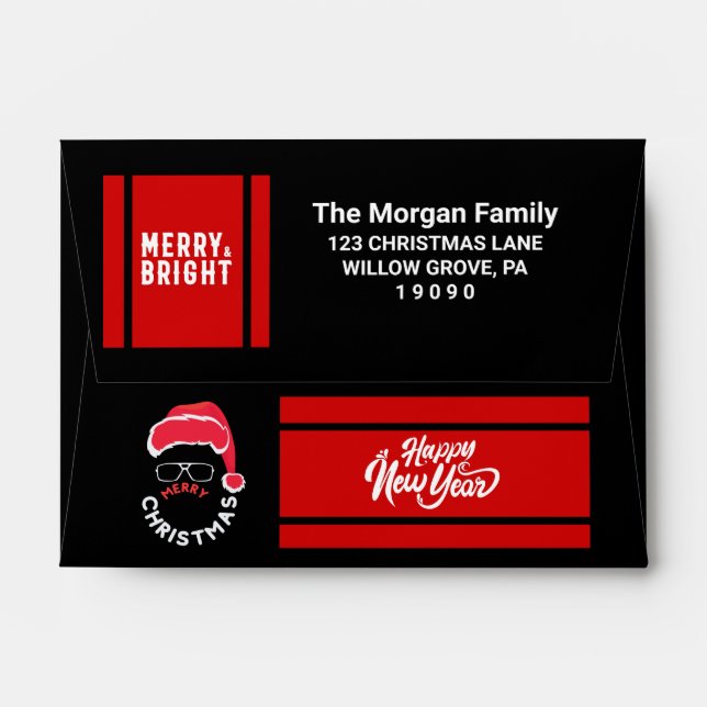  Christmas Holiday Party Red Black Envelope (Back (Top Flap))