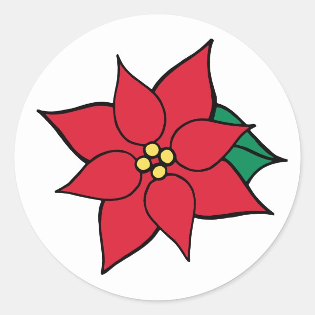 Christmas Holiday Party Red Poinsettia Stickers (Front)