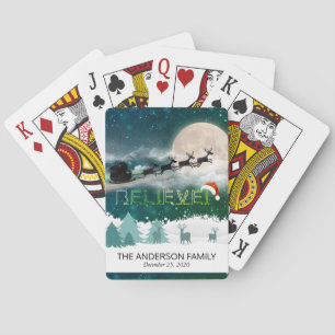 Christmas Holiday Party Santa Hat Reindeer Sleigh Playing Cards