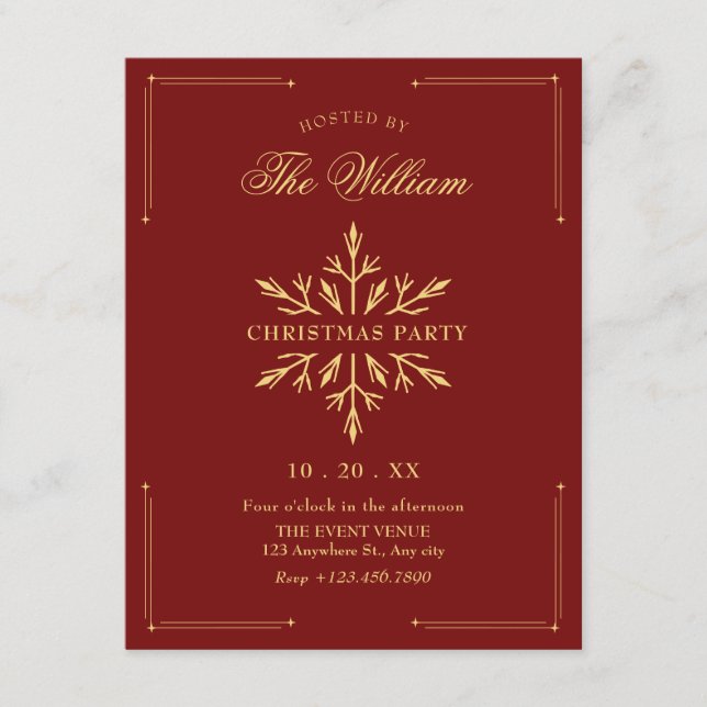 Christmas holiday party snowflake invitation (Front)