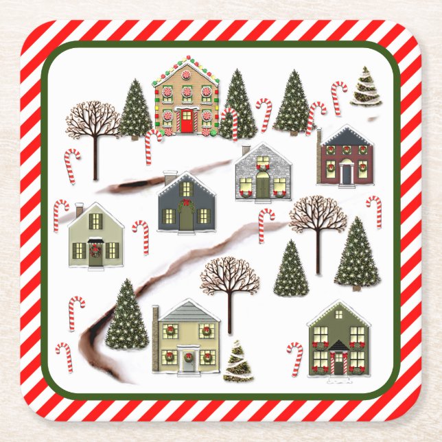 Christmas Holiday Party Square Paper Coaster (Front)