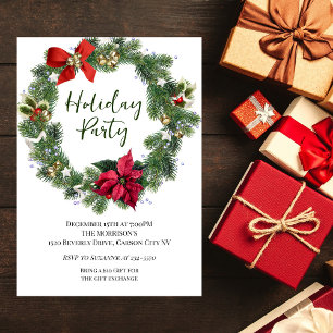 Christmas Holiday Party w Greenery Invitation