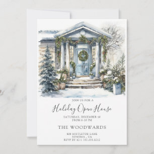 Christmas Holiday Party Watercolor House Invitation