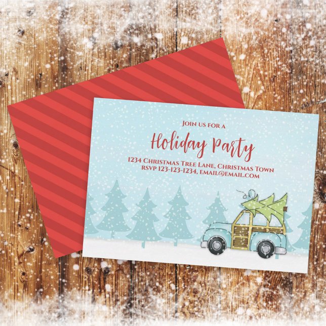 Christmas Holiday Party Winter Snow Whimsical Car Invitation (Creator Uploaded)