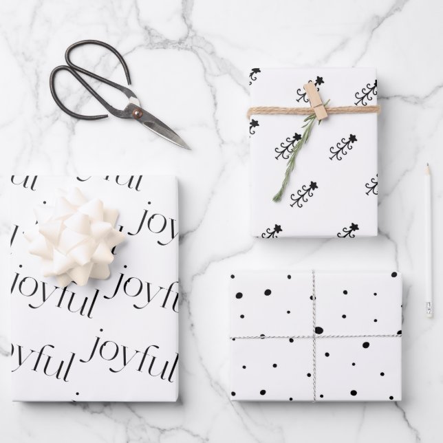 Christmas Holiday Pattern Modern Simple Joy Wrapping Paper Sheet (Front)