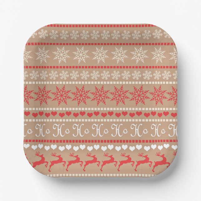 Christmas Holiday pattern Paper Plate (Front)