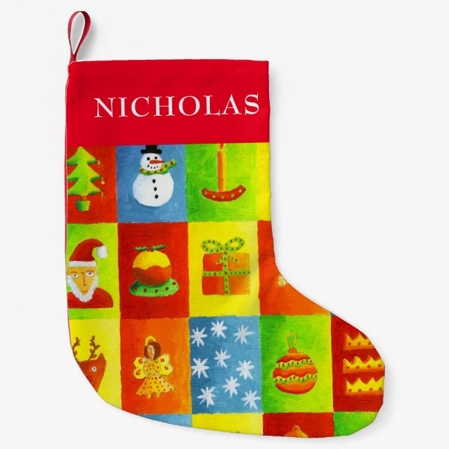 Christmas Holiday Personalised Name Small Christmas Stocking (Front)