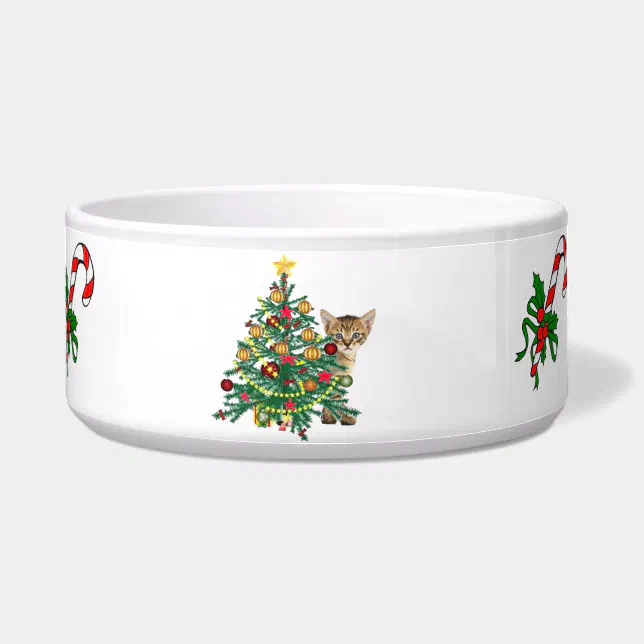 Christmas holiday pet bowl decorated cat food bowl Zazzle.co.nz