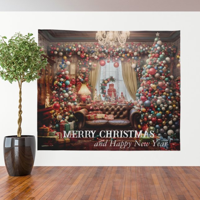 Christmas Holiday Photo Backdrop Decorated Room Tapestry (Creator Uploaded)