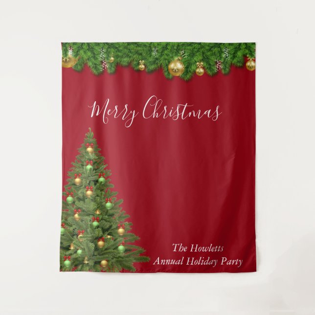 Christmas Holiday Photo Backdrop Party  Tapestry (Front)
