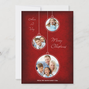 Christmas Holiday Photo Card Red Ornament