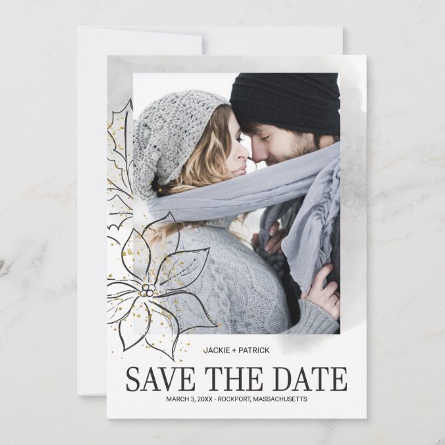 Christmas Holiday Photo Elegant Chic Save The Date (Front)