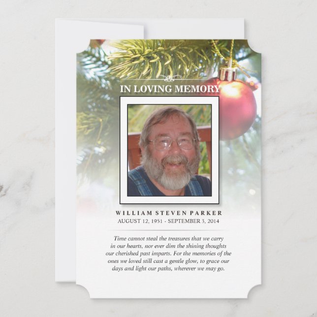 Christmas Holiday Photo Memorial & Thank You Card (Front)