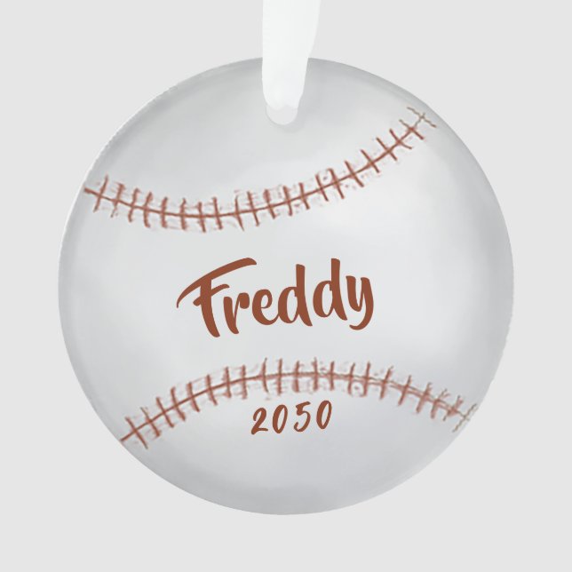 Christmas Holiday Photo Simple Baseball Sports  Ornament (Front)