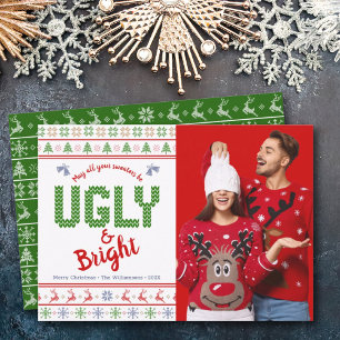 Christmas Holiday Photo Ugly Sweater Fun Red Green Card