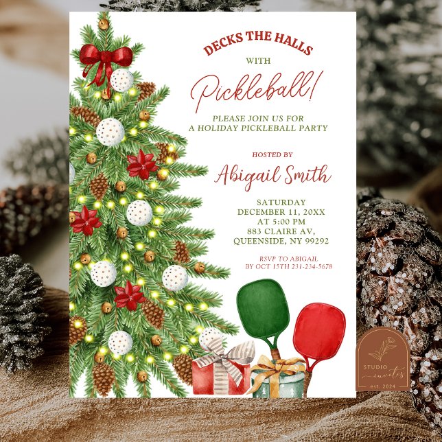 Christmas Holiday Pickleball Party Invitation (Creator Uploaded)