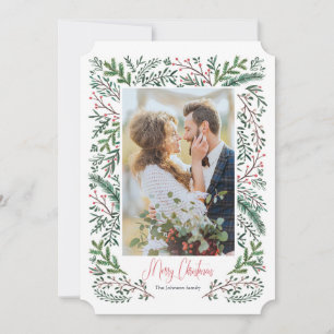 Christmas Holiday Pine Tree Frame Photo Card