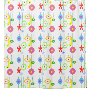 Christmas Holiday Pink Blue Yellow Shower Curtain