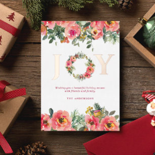 Christmas Holiday Pink Joy Wreath Botanical