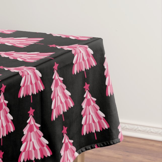 Christmas Holiday Pink Tree Tablecloth (In Situ)