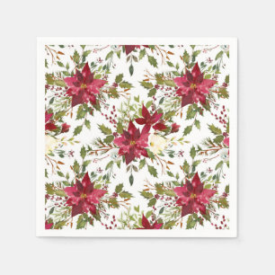 Christmas Holiday Poinsettia Flower Winter Floral Napkin