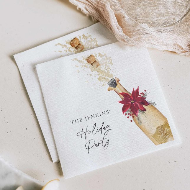Christmas Holiday Poinsettia Party Napkin (Creator Uploaded)