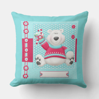 Christmas Holiday Polar Bear Decorative Pillow