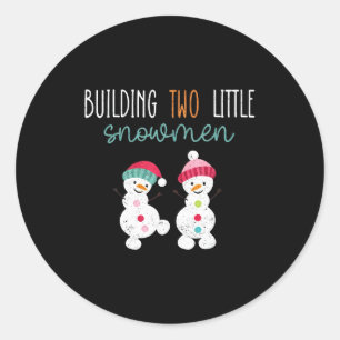 Christmas Holiday Pregnancy Announcement For Twin Classic Round Sticker