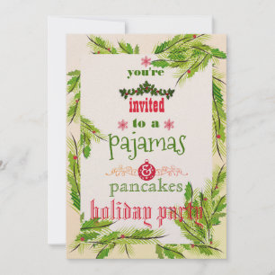 Christmas Holiday Pyjamas & Pancakes Family Party Invitation
