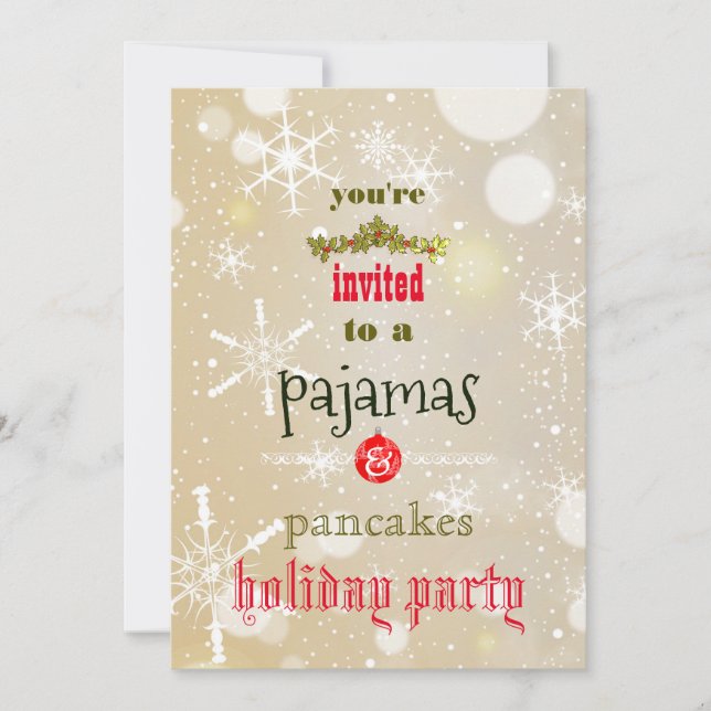 Christmas Holiday Pyjamas & Pancakes Family Party Invitation (Front)