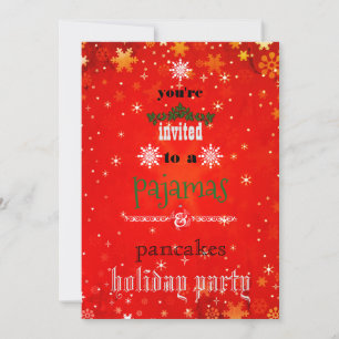 Christmas Holiday Pyjamas & Pancakes Family Party Invitation